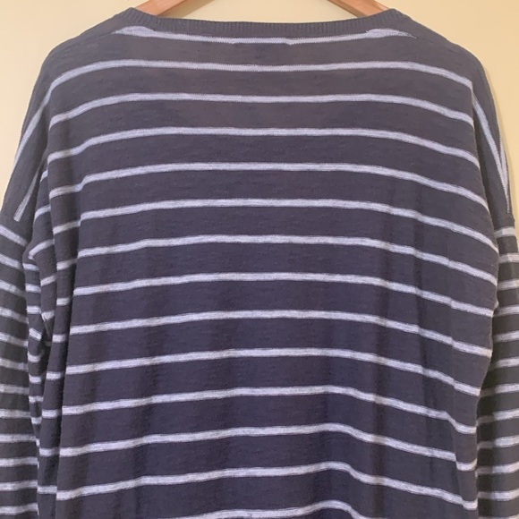Vince Charcoal Gray Striped Lightweight 100% Cotton Round Neck Knit Top Shirt M - Picture 16 of 17